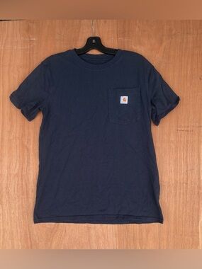Carhartt Navy Crew Neck Pocket Tee with Logo Patch